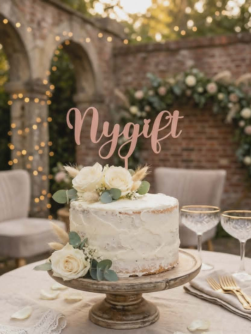 Nygift kage topper